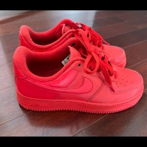 Nike Air Force 1 Low Triple Red, Size 5.5 Youth